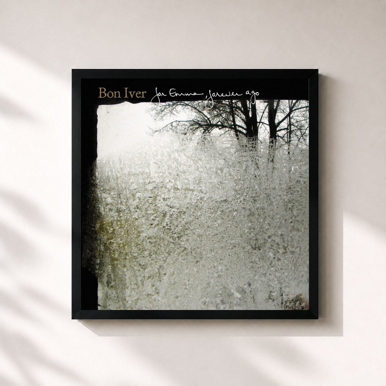 #noir Tableau carré de l'album For Emma, Forever Ago de Bon Iver, cadre noir 32x32 cm