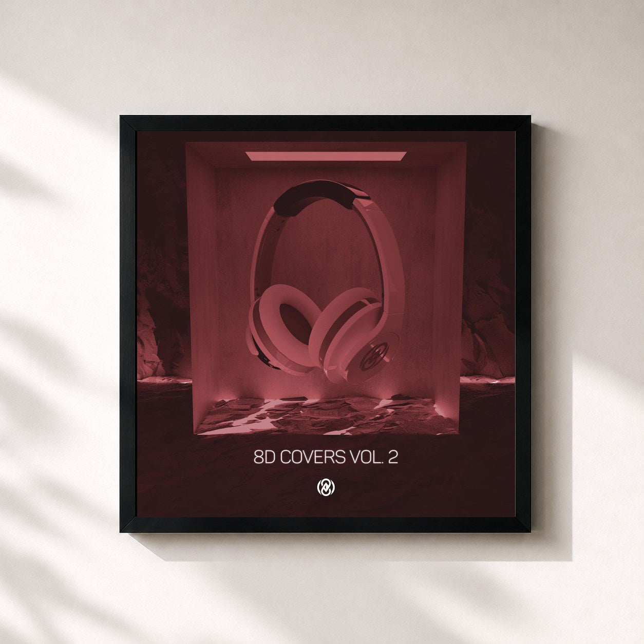 #noir Tableau carré de l'album 8D Covers Vol. 2 de 8D Tunes, cadre noir 32x32 cm