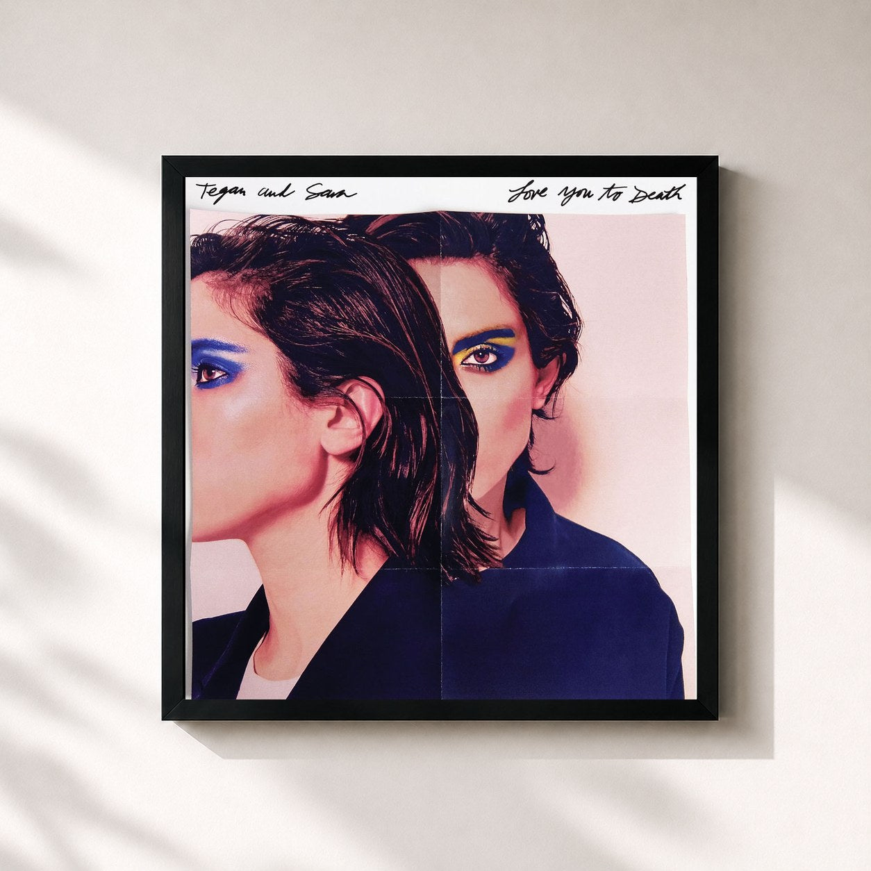 #noir Tableau carré de l'album Love You to Death de Tegan and Sara, cadre noir 32x32 cm