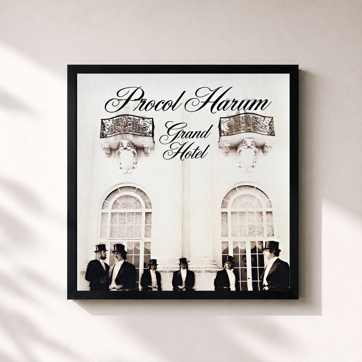 #noir Tableau carré de l'album Grand Hotel de Procol Harum, cadre noir 32x32 cm