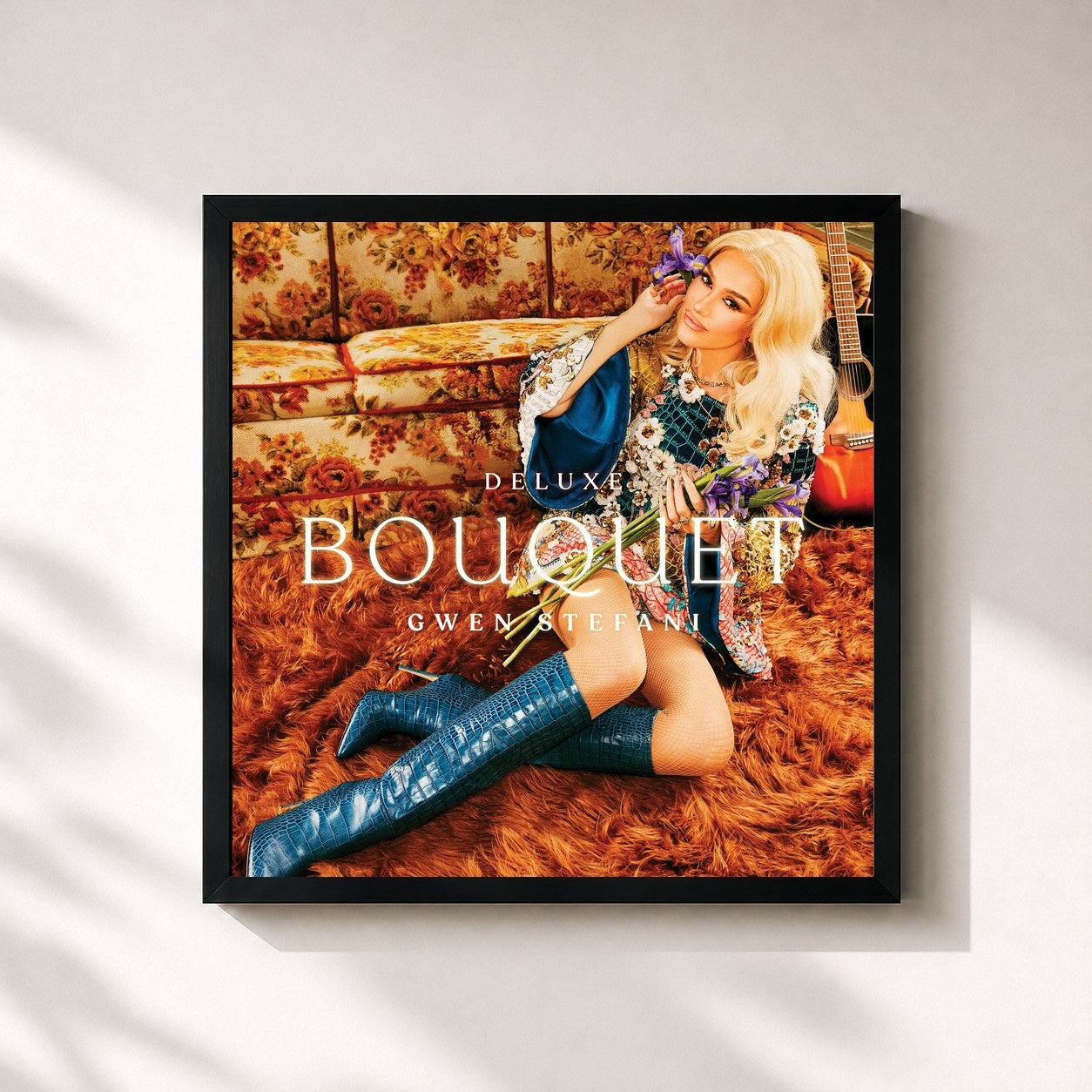 #noir Tableau carré de l'album Bouquet (Deluxe) de Gwen Stefani, cadre noir 32x32 cm