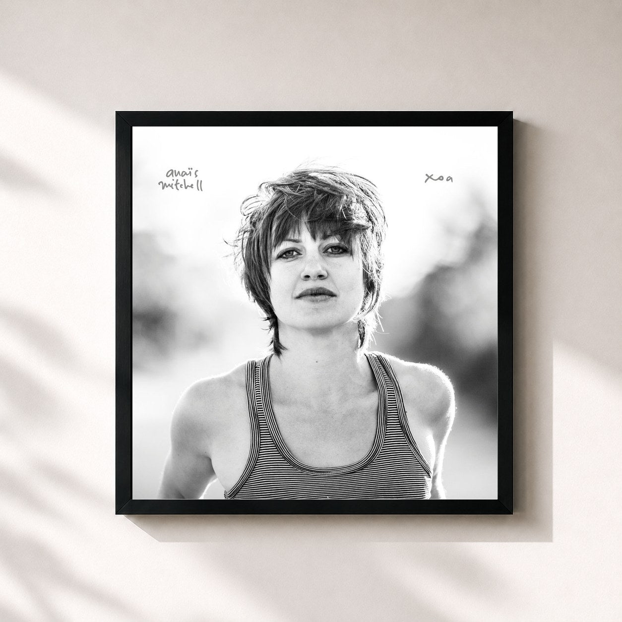 #noir Tableau carré de l'album xoa de Anais Mitchell, cadre noir 32x32 cm