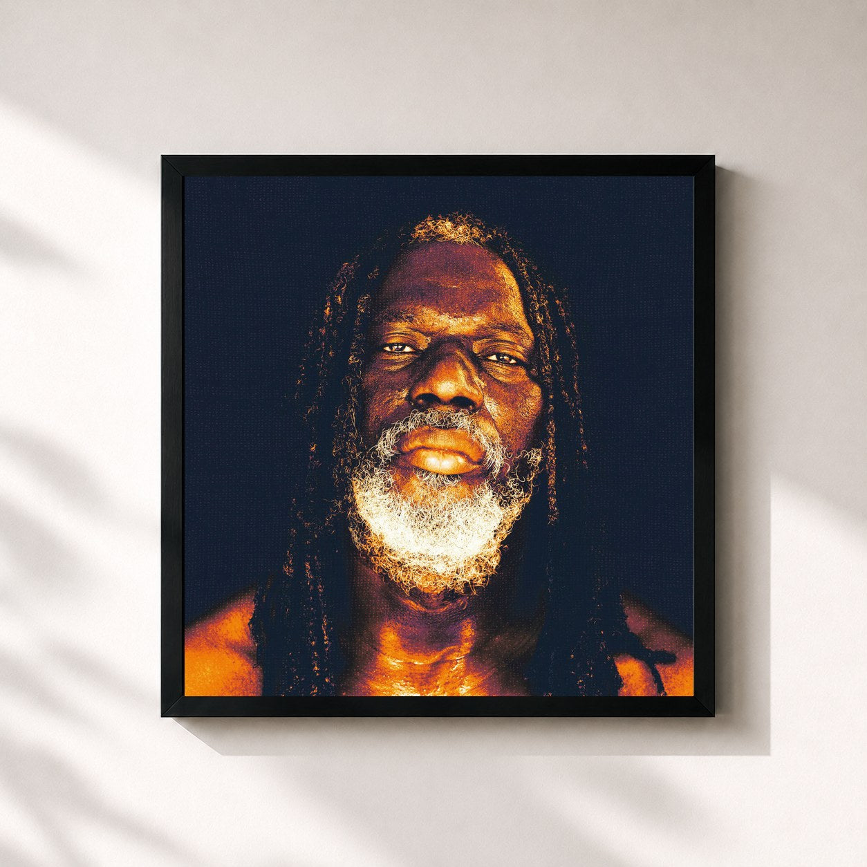 #noir Tableau carré de l'album Braquage de pouvoir de Tiken Jah Fakoly, cadre noir 32x32 cm