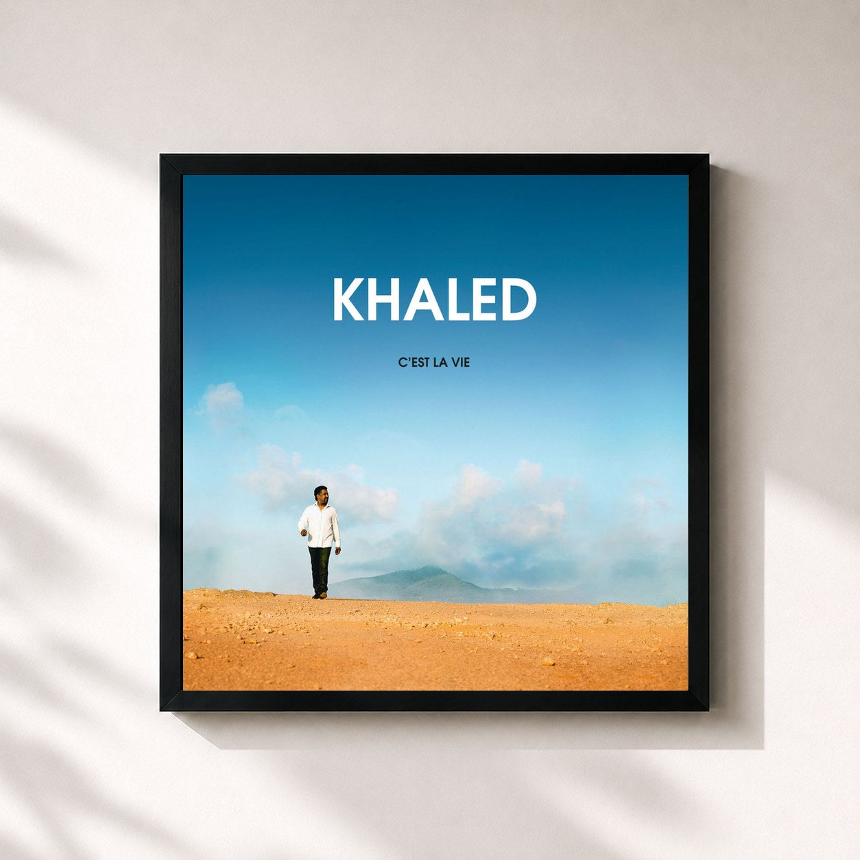 #noir Tableau carré de l'album C'Est La Vie de Khaled, cadre noir 32x32 cm