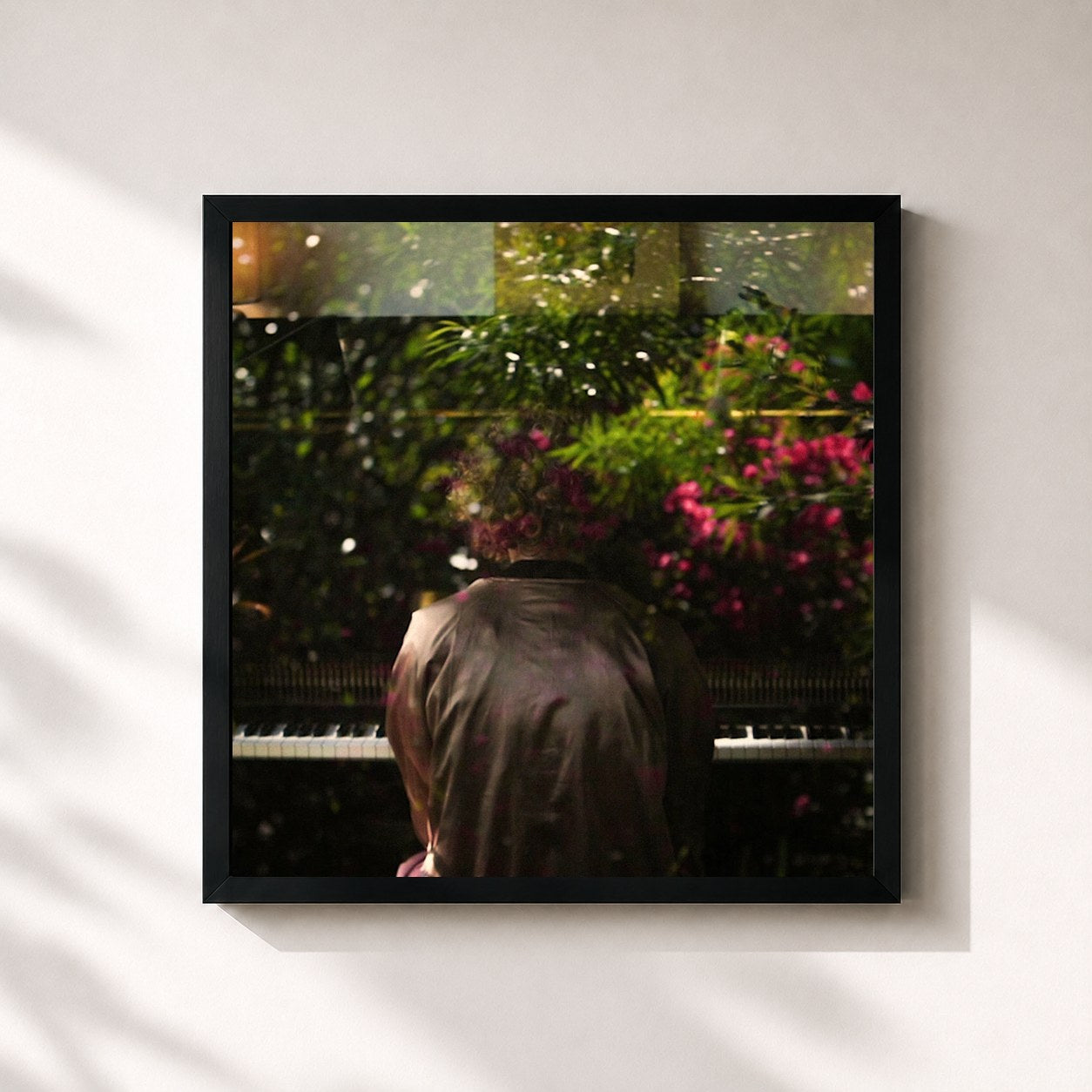 #noir Tableau carré de l'album Just Piano de FKJ, cadre noir 32x32 cm