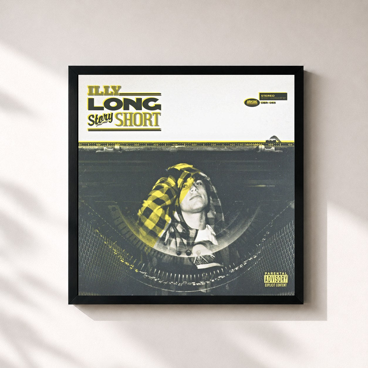 #noir Tableau carré de l'album Long Story Short de Illy, cadre noir 32x32 cm