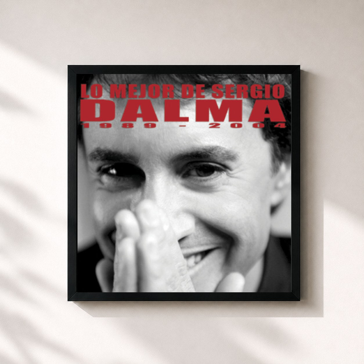 #noir Tableau carré de l'album 1989-2004 Lo Mejor De de Sergio Dalma, cadre noir 32x32 cm