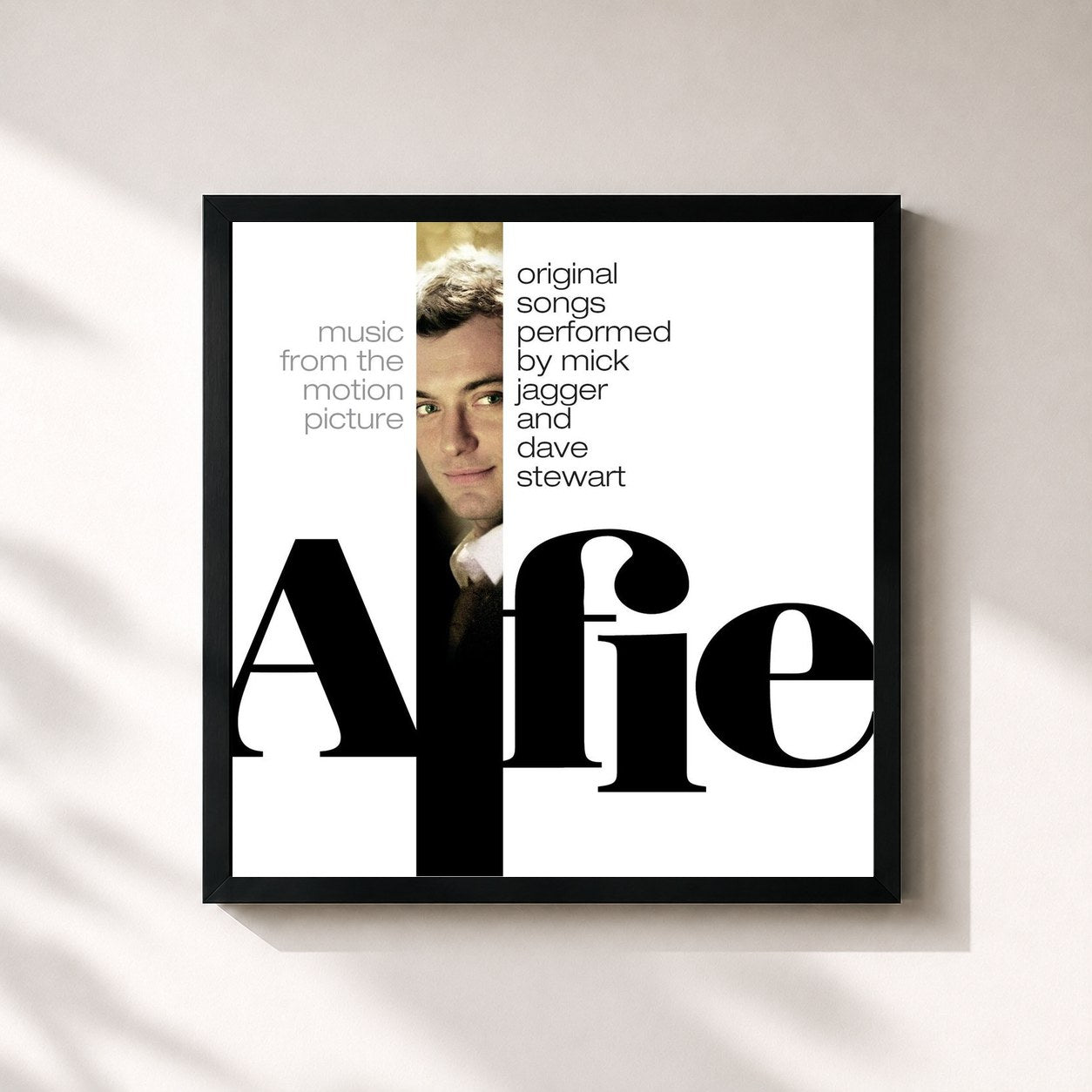 #noir Tableau carré de l'album Alfie - Music From The Motion Picture de Mick Jagger, cadre noir 32x32 cm