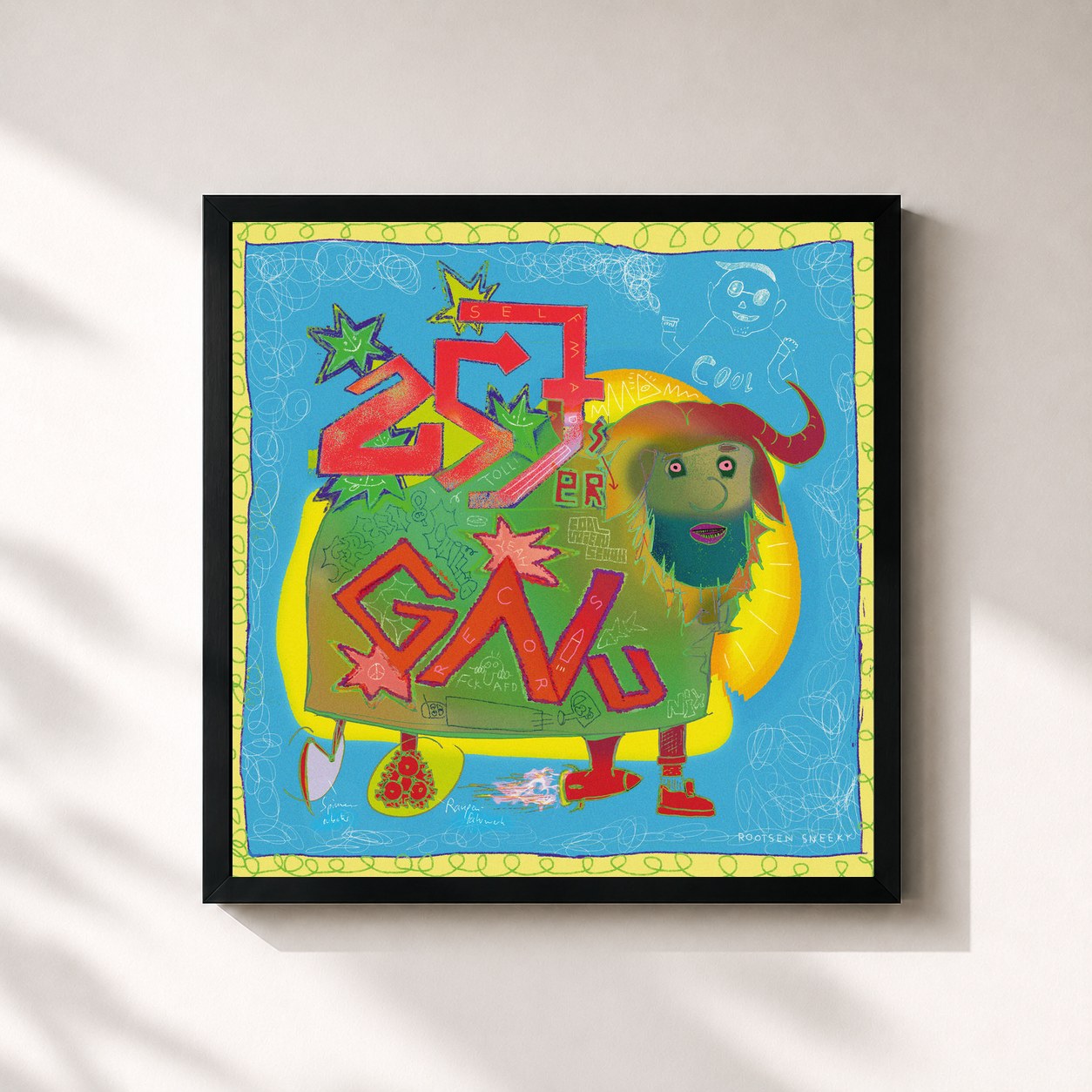 #noir Tableau carré de l'album Gnu (EP) de 257ers, cadre noir 32x32 cm