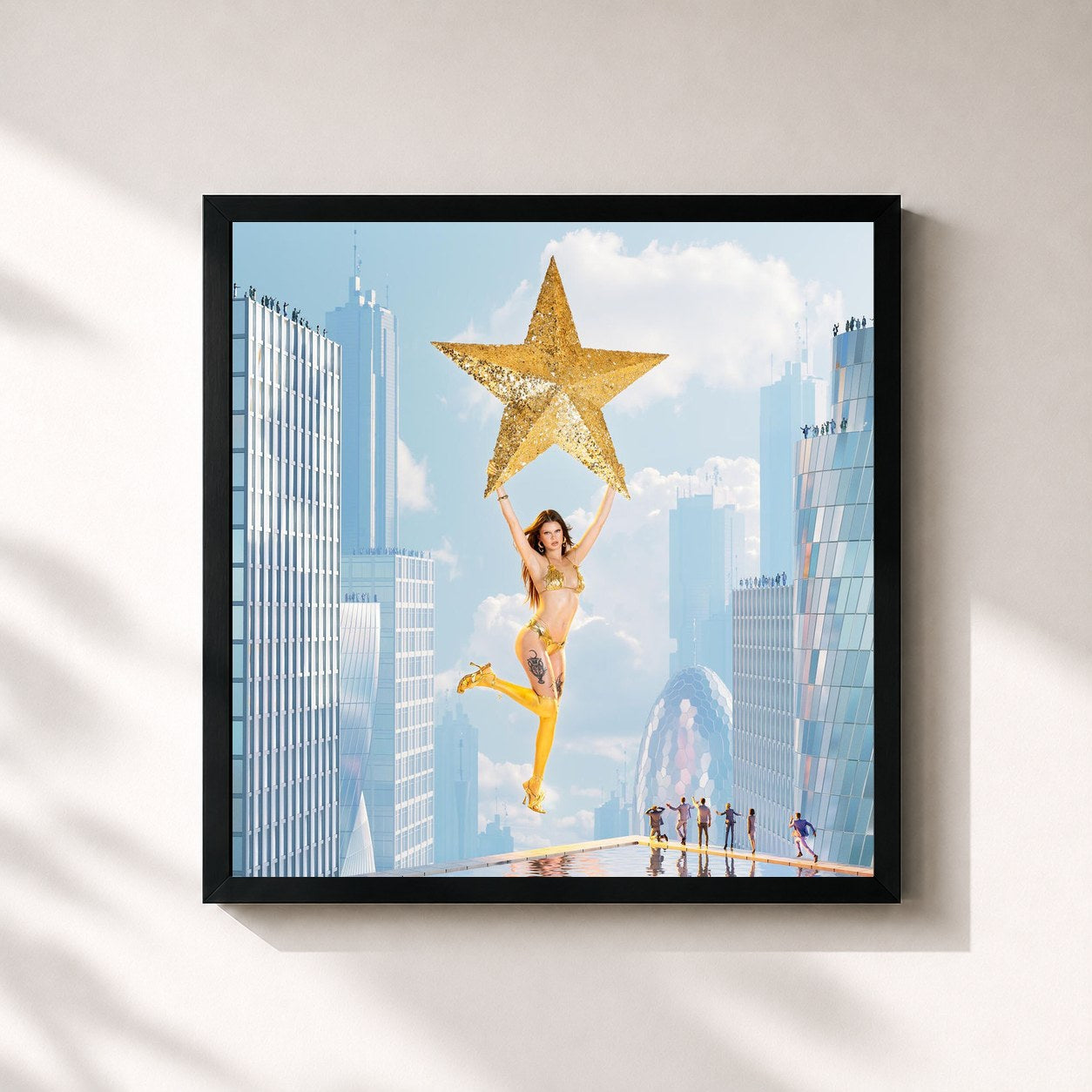 #noir Tableau carré de l'album POPPSTAR de Ikkimel, cadre noir 32x32 cm