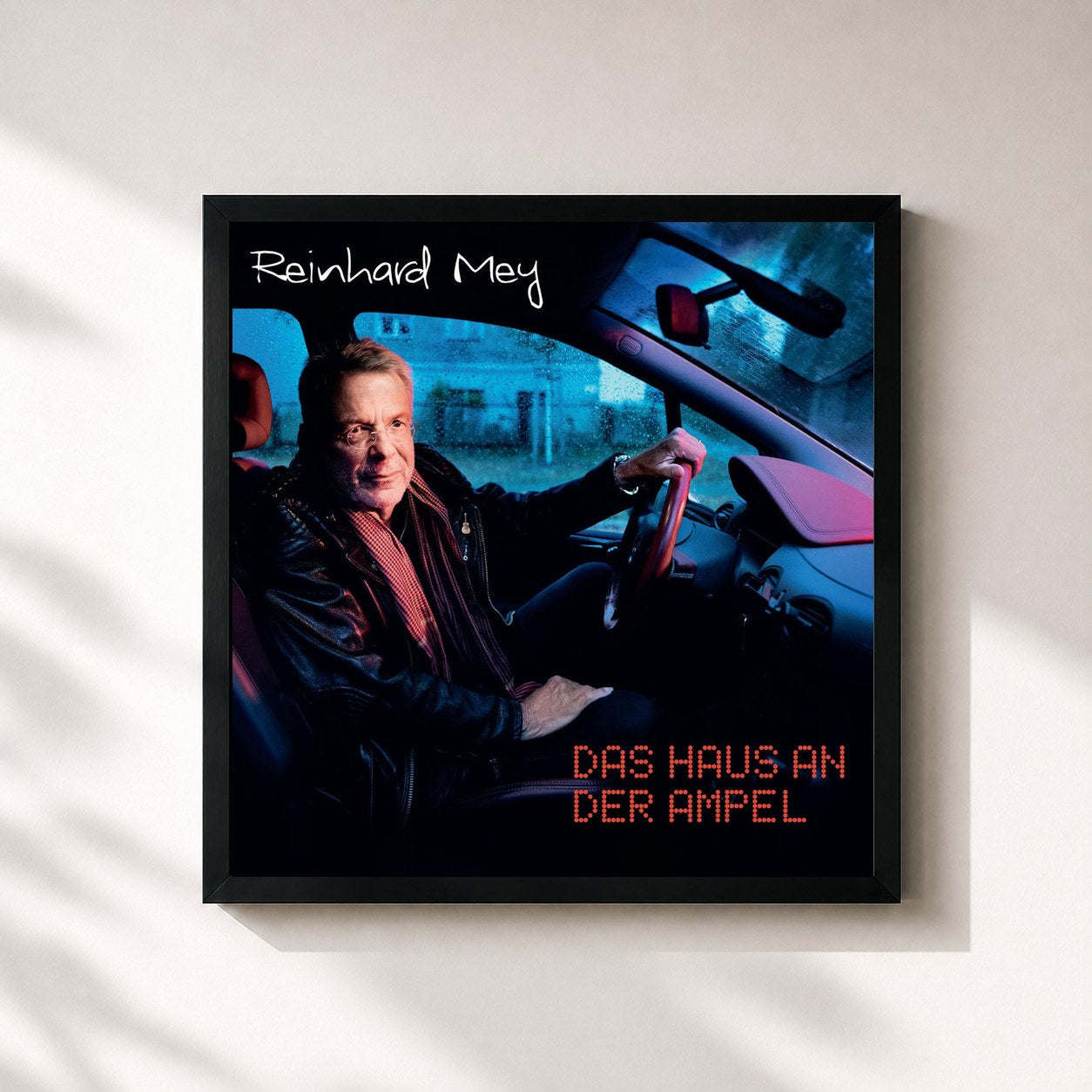 #noir Tableau carré de l'album Das Haus an der Ampel de Reinhard Mey, cadre noir 32x32 cm