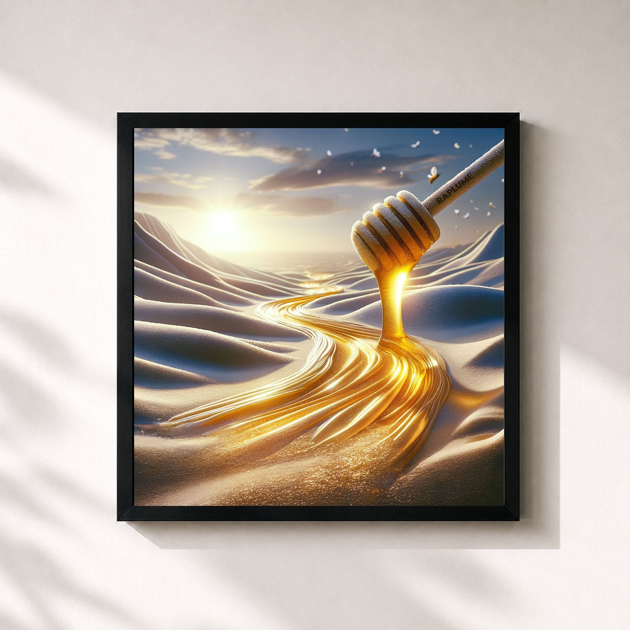 #noir Tableau carré de l'album MIEL de Shades  , cadre noir 32x32 cm