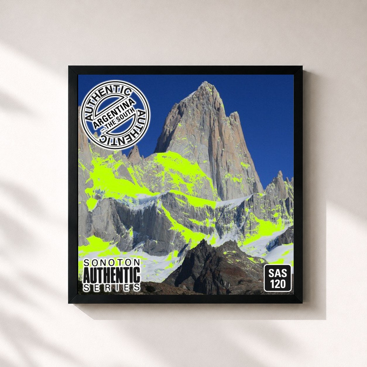 #noir Tableau carré de l'album Authentic Argentina: The South de Gabriel Rios, cadre noir 32x32 cm