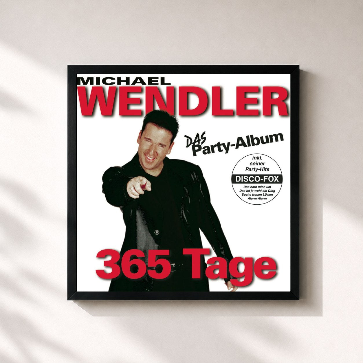 #noir Tableau carré de l'album 365 Tage de Michael Wendler, cadre noir 32x32 cm