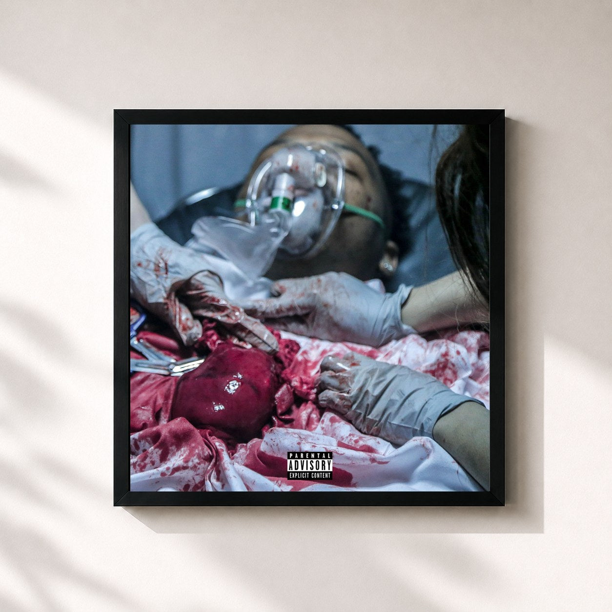 #noir Tableau carré de l'album 43VA HEARTLESS de Moneybagg Yo, cadre noir 32x32 cm