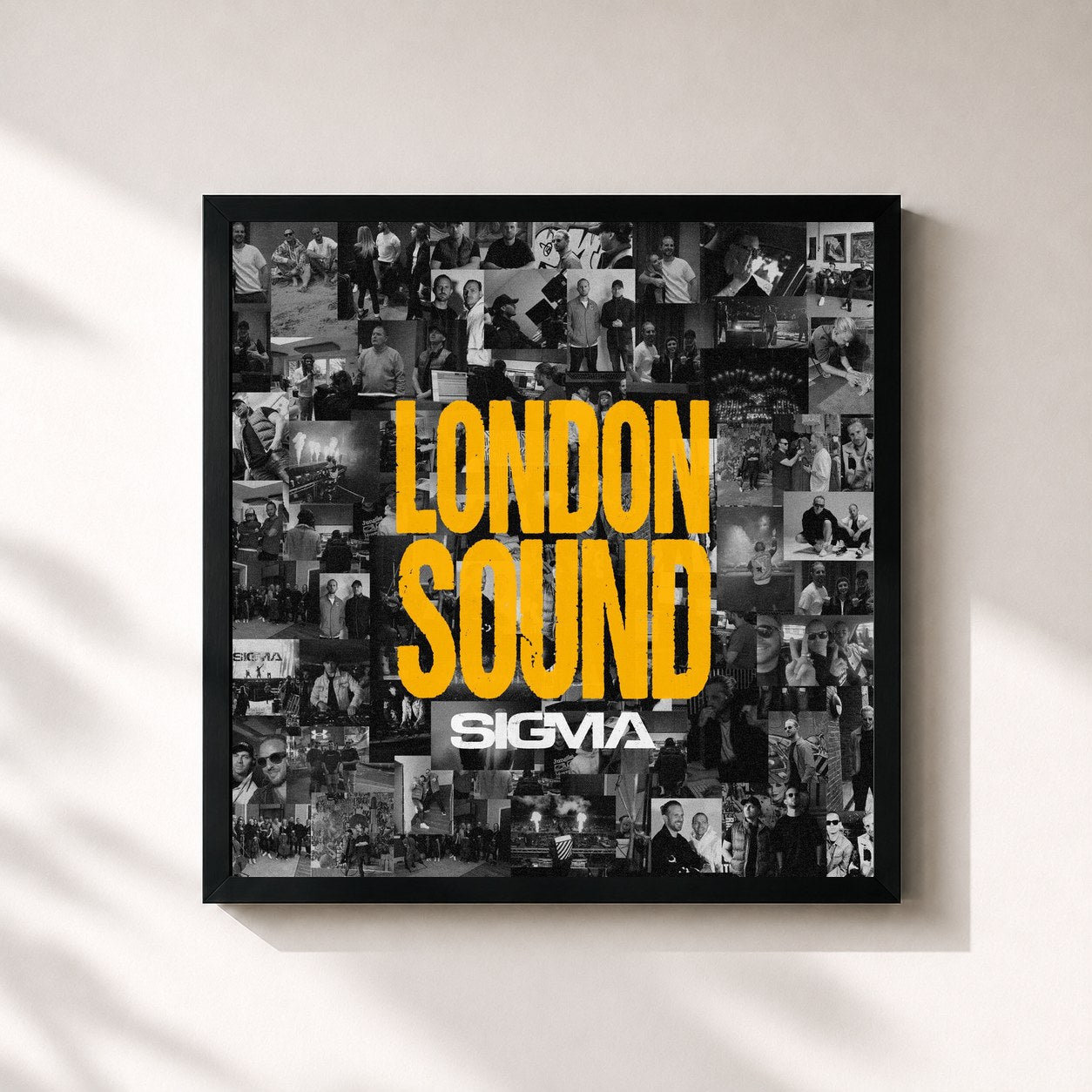 #noir Tableau carré de l'album London Sound de Sigma, cadre noir 32x32 cm