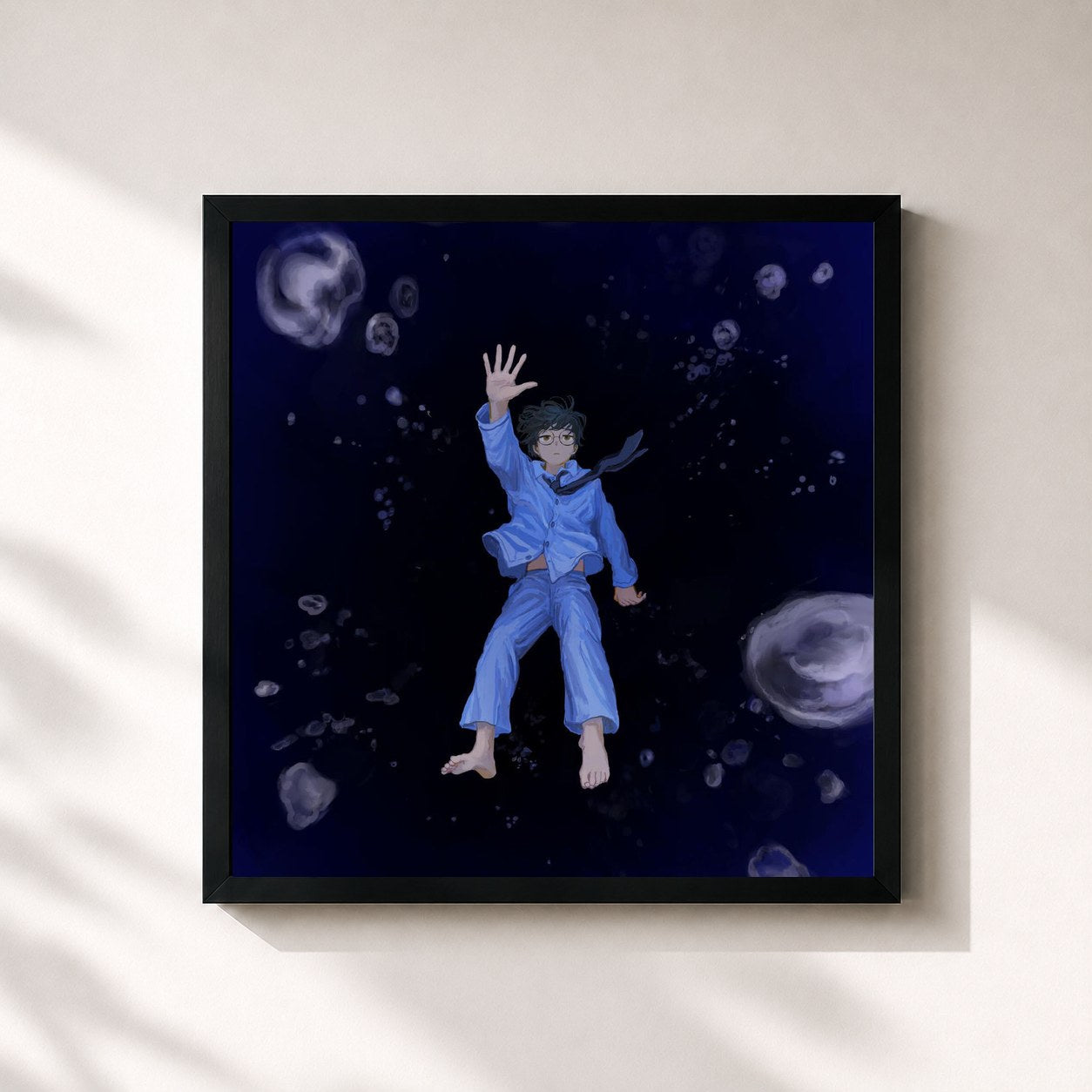 #noir Tableau carré de l'album The Abyss de Natori, cadre noir 32x32 cm