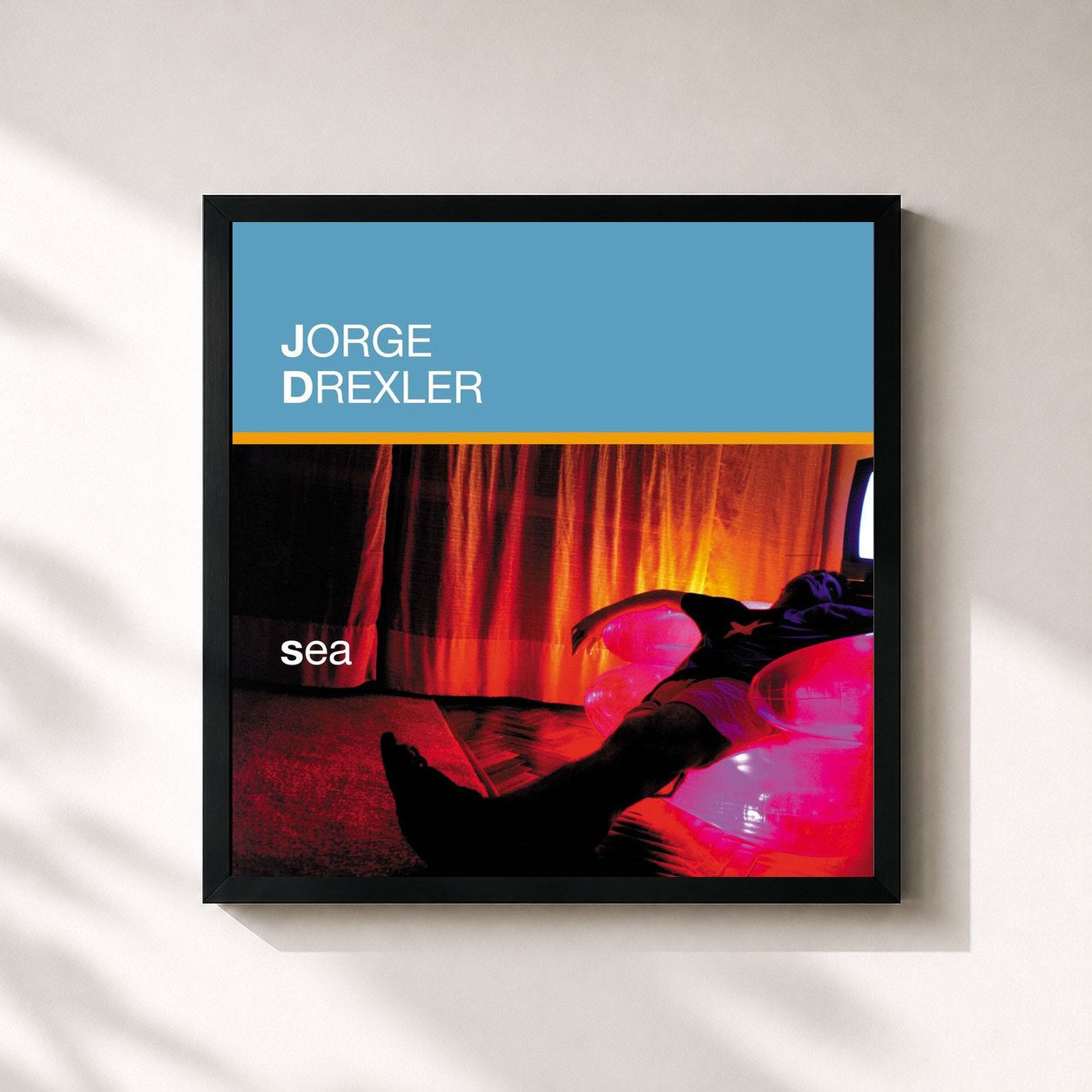 #noir Tableau carré de l'album Sea de Jorge Drexler, cadre noir 32x32 cm