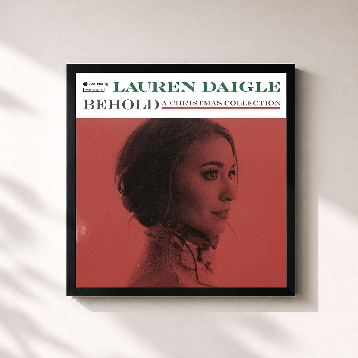 #noir Tableau carré de l'album Behold de Lauren Daigle, cadre noir 32x32 cm
