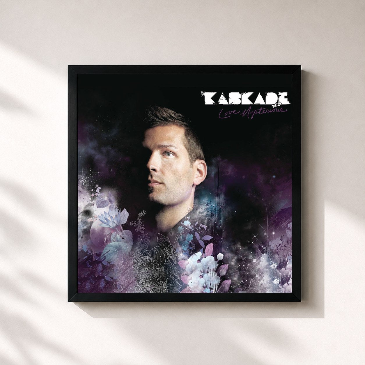 #noir Tableau carré de l'album Love Mysterious de Kaskade, cadre noir 32x32 cm