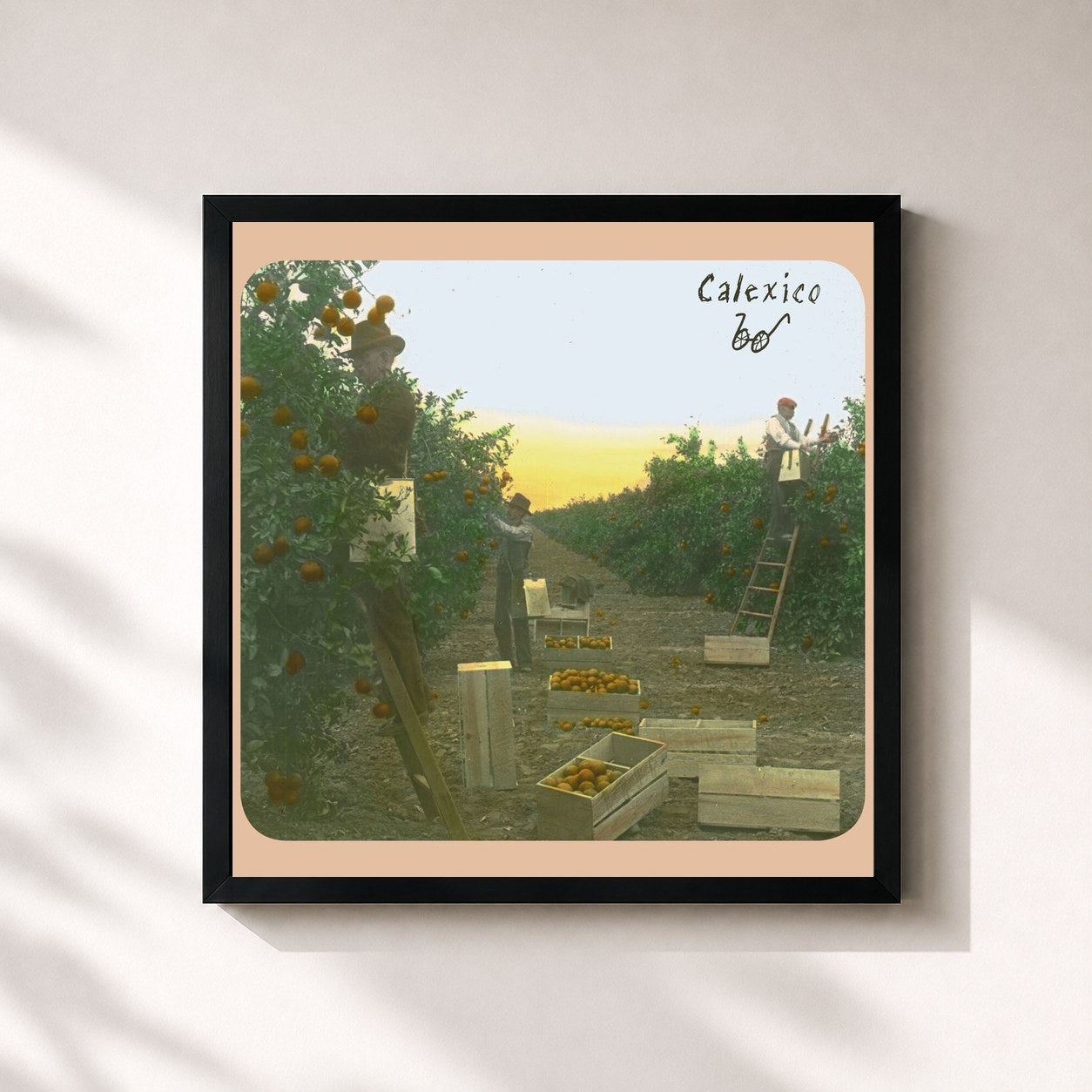 #noir Tableau carré de l'album Spoke de Calexico, cadre noir 32x32 cm