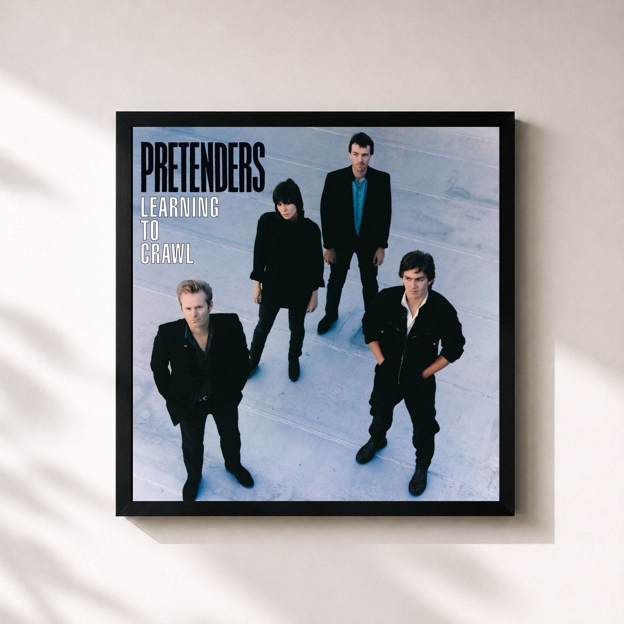 #noir Tableau carré de l'album Learning to Crawl (2018 Remaster) de Pretenders, cadre noir 32x32 cm