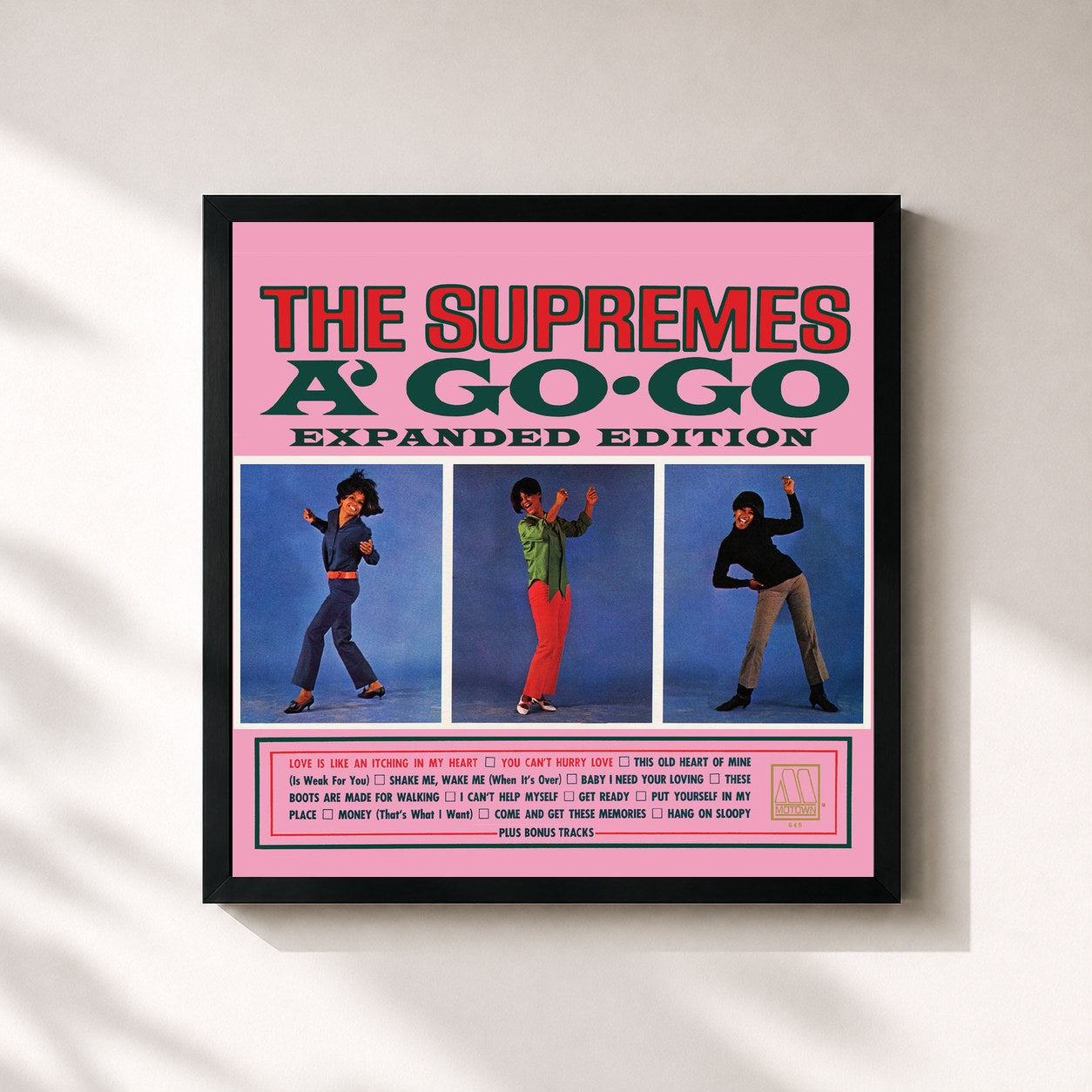 #noir Tableau carré de l'album The Supremes A' Go-Go (Expanded Edition) de The Supremes, cadre noir 32x32 cm