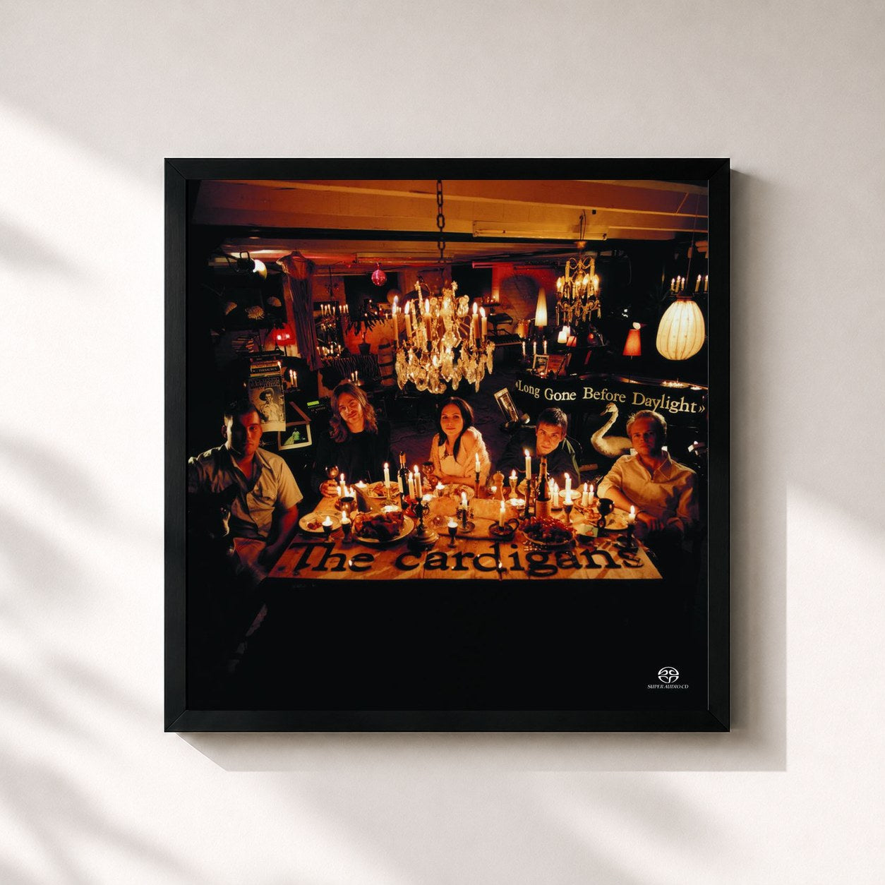 #noir Tableau carré de l'album Long Gone Before Daylight de The Cardigans, cadre noir 32x32 cm