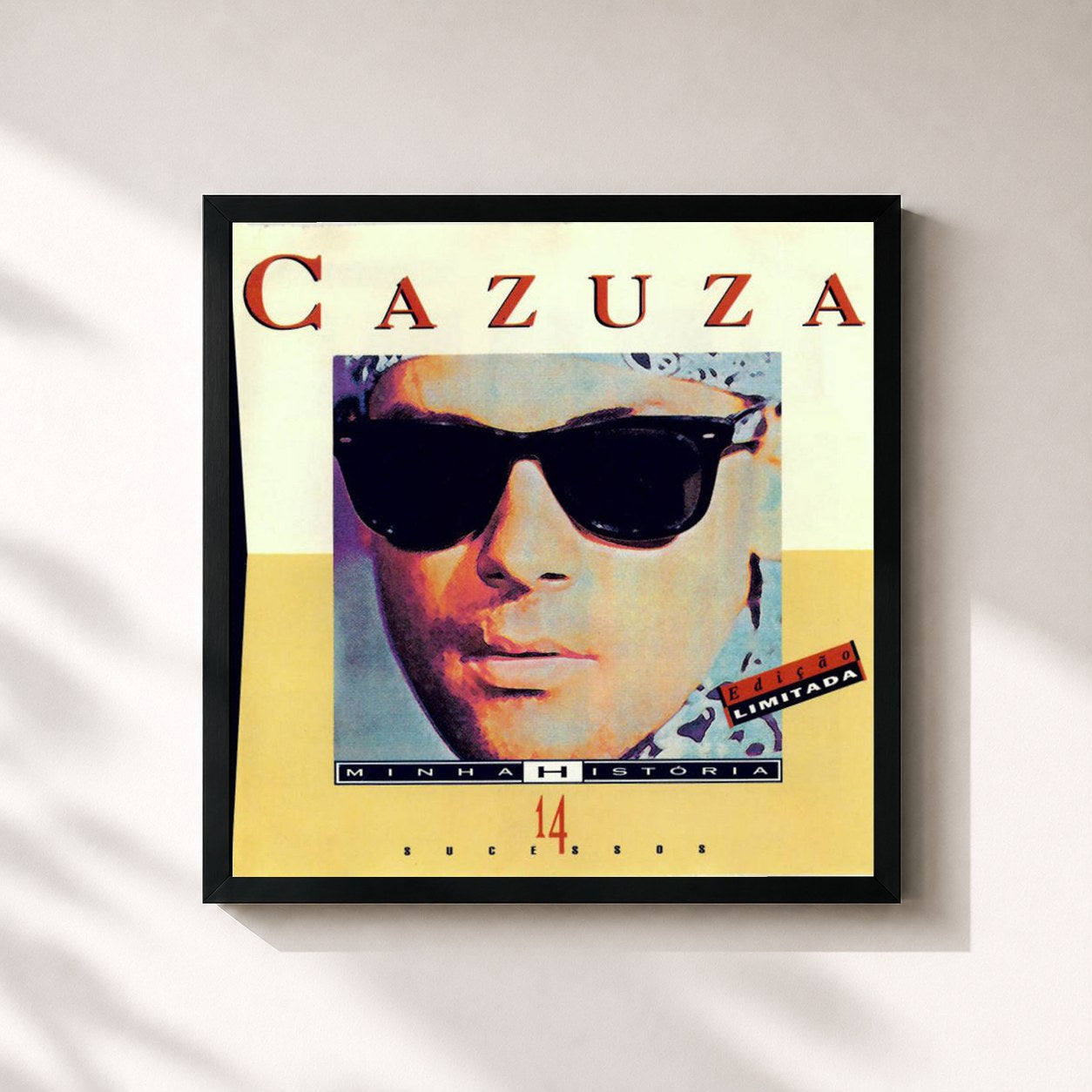 #noir Tableau carré de l'album Minha História de Cazuza, cadre noir 32x32 cm
