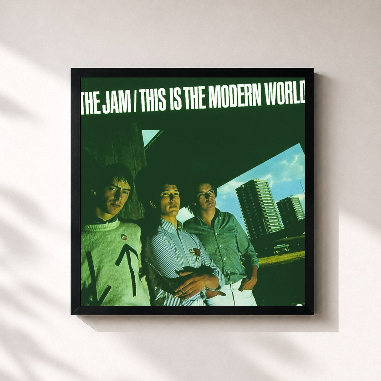 #noir Tableau carré de l'album This Is The Modern World de The Jam, cadre noir 32x32 cm