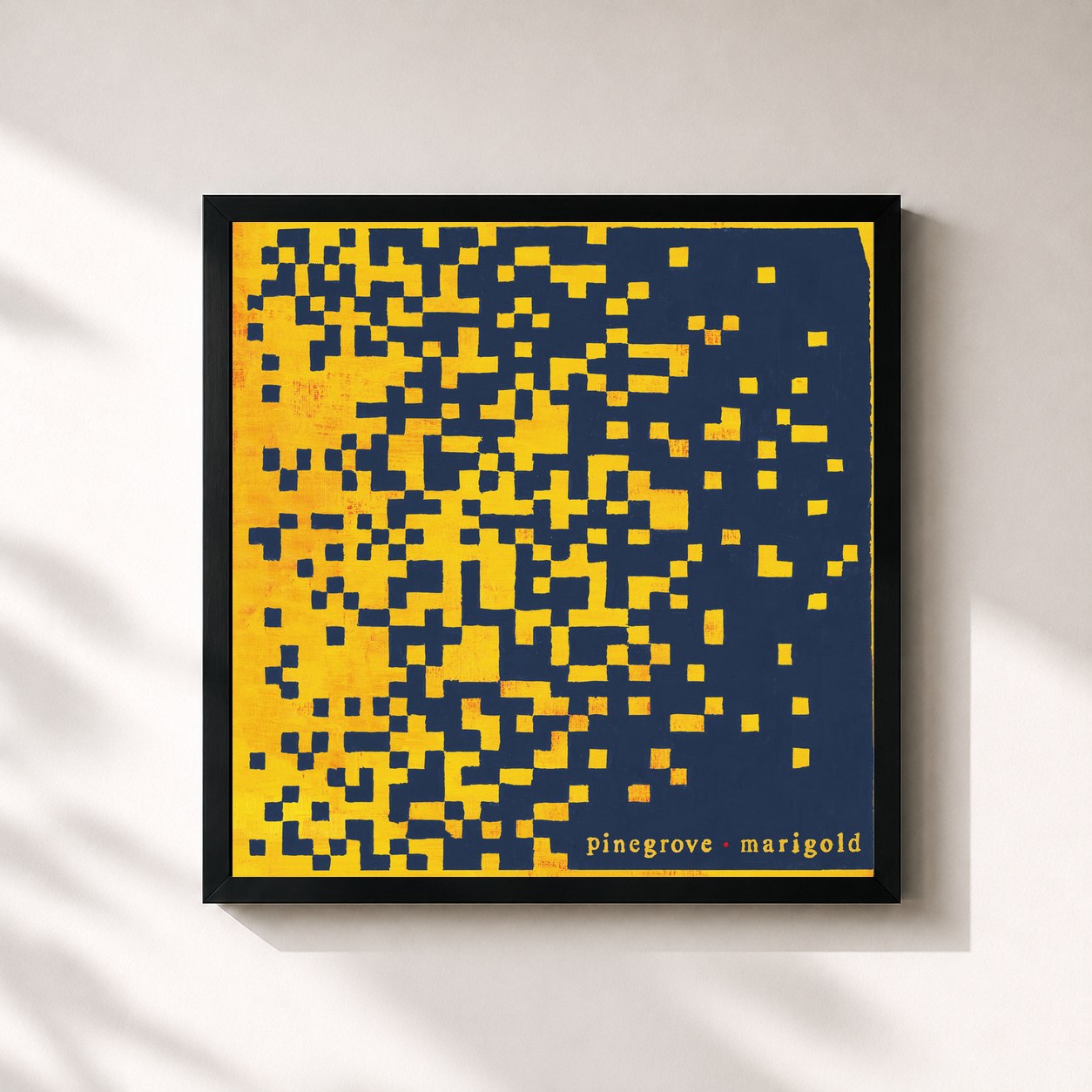 #noir Tableau carré de l'album Marigold de Pinegrove, cadre noir 32x32 cm