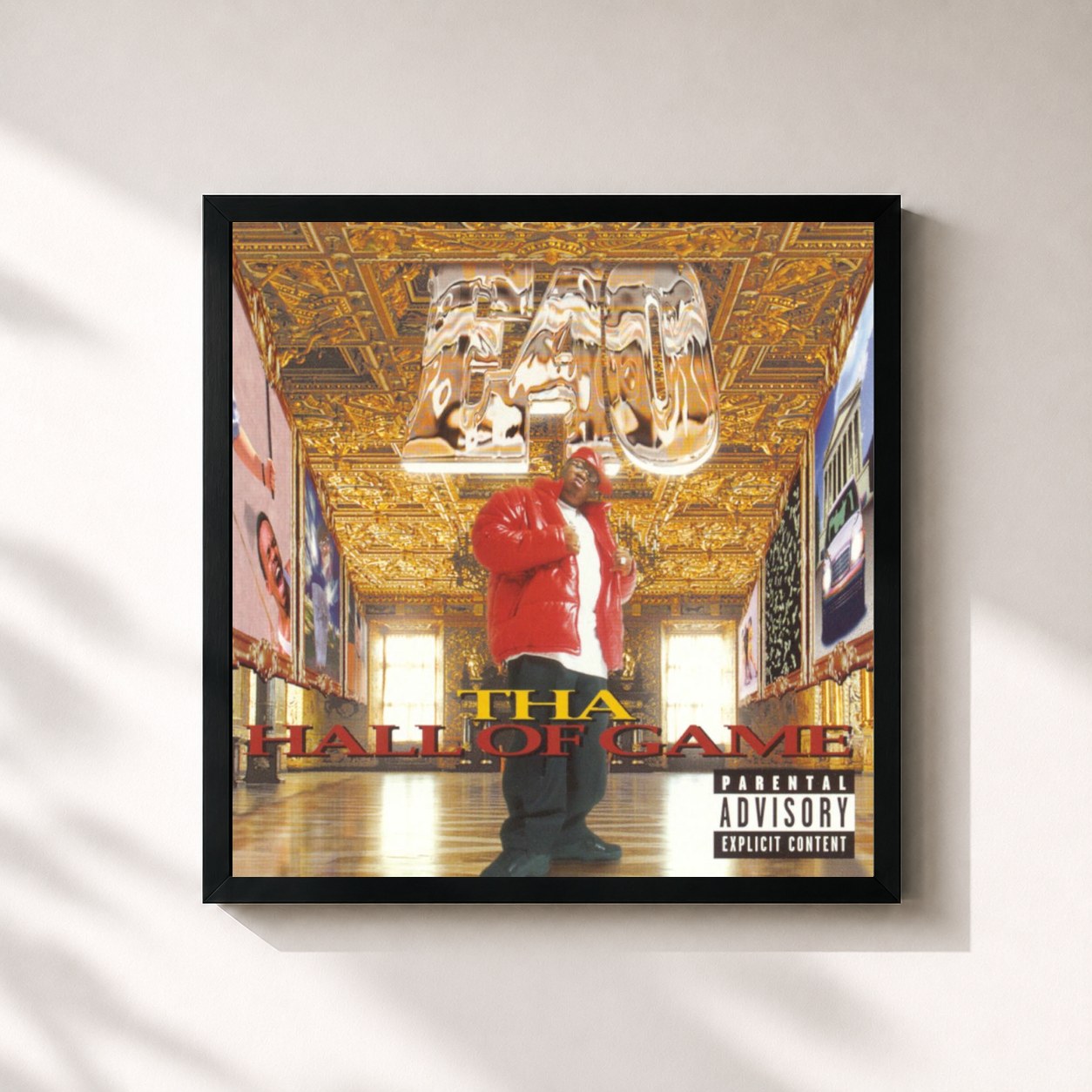 #noir Tableau carré de l'album Tha Hall Of Game de E-40, cadre noir 32x32 cm