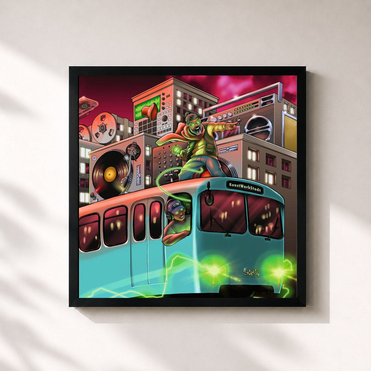 #noir Tableau carré de l'album SAMY x CONDUCTOR de Samy Deluxe, cadre noir 32x32 cm