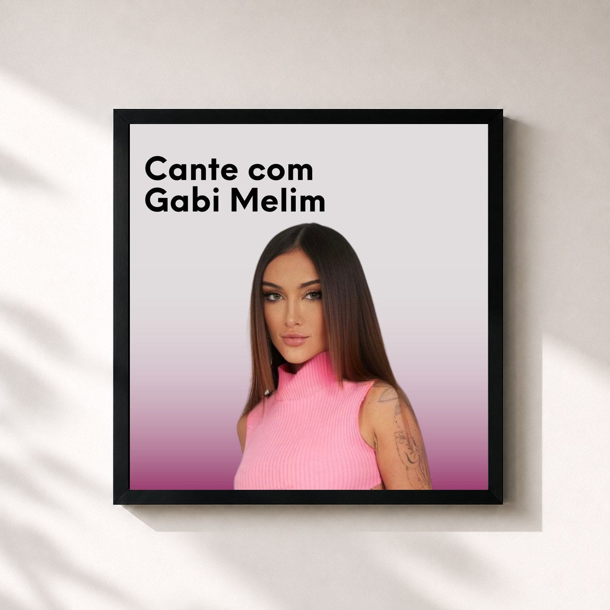 #noir Tableau carré de l'album Cante com Gabi Melim de Melim, cadre noir 32x32 cm