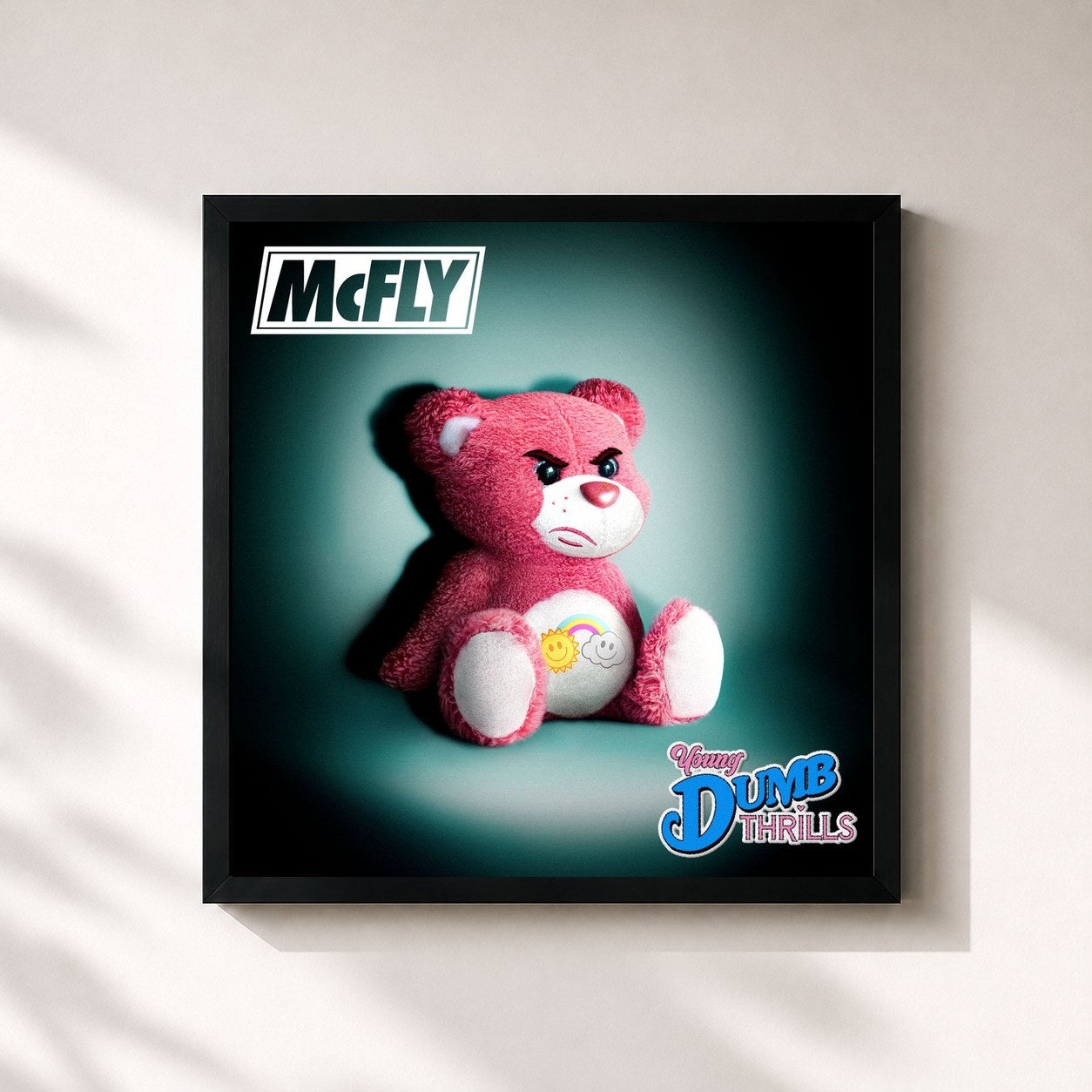 #noir Tableau carré de l'album Young Dumb Thrills de McFly, cadre noir 32x32 cm