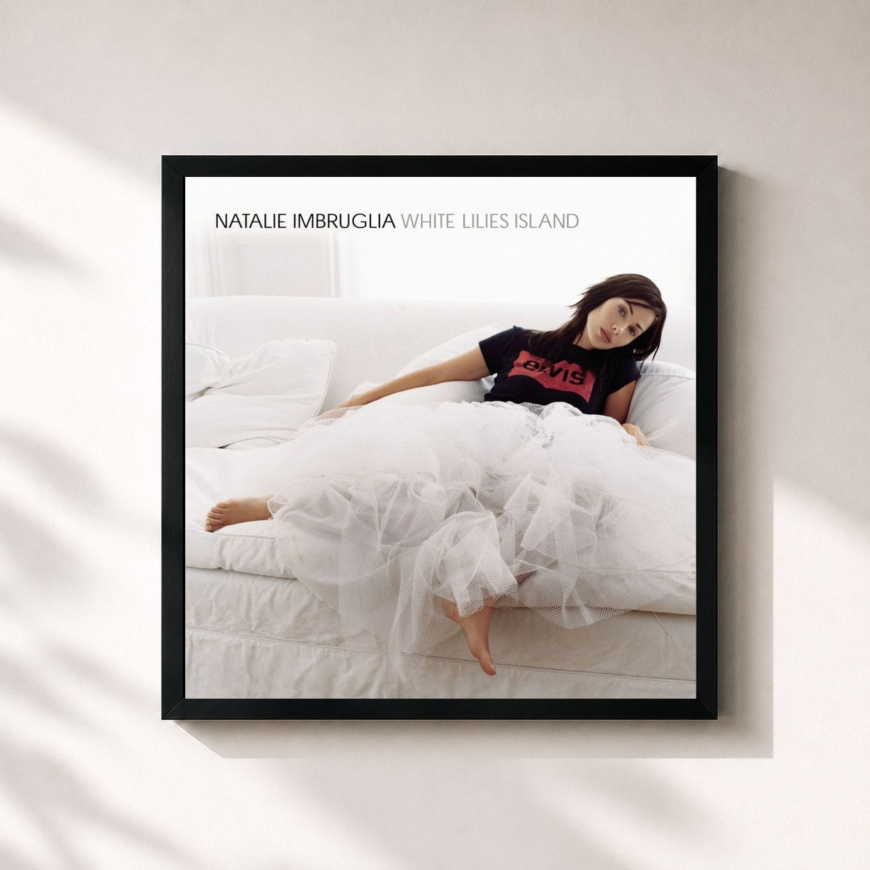 #noir Tableau carré de l'album White Lilies Island de Natalie Imbruglia, cadre noir 32x32 cm