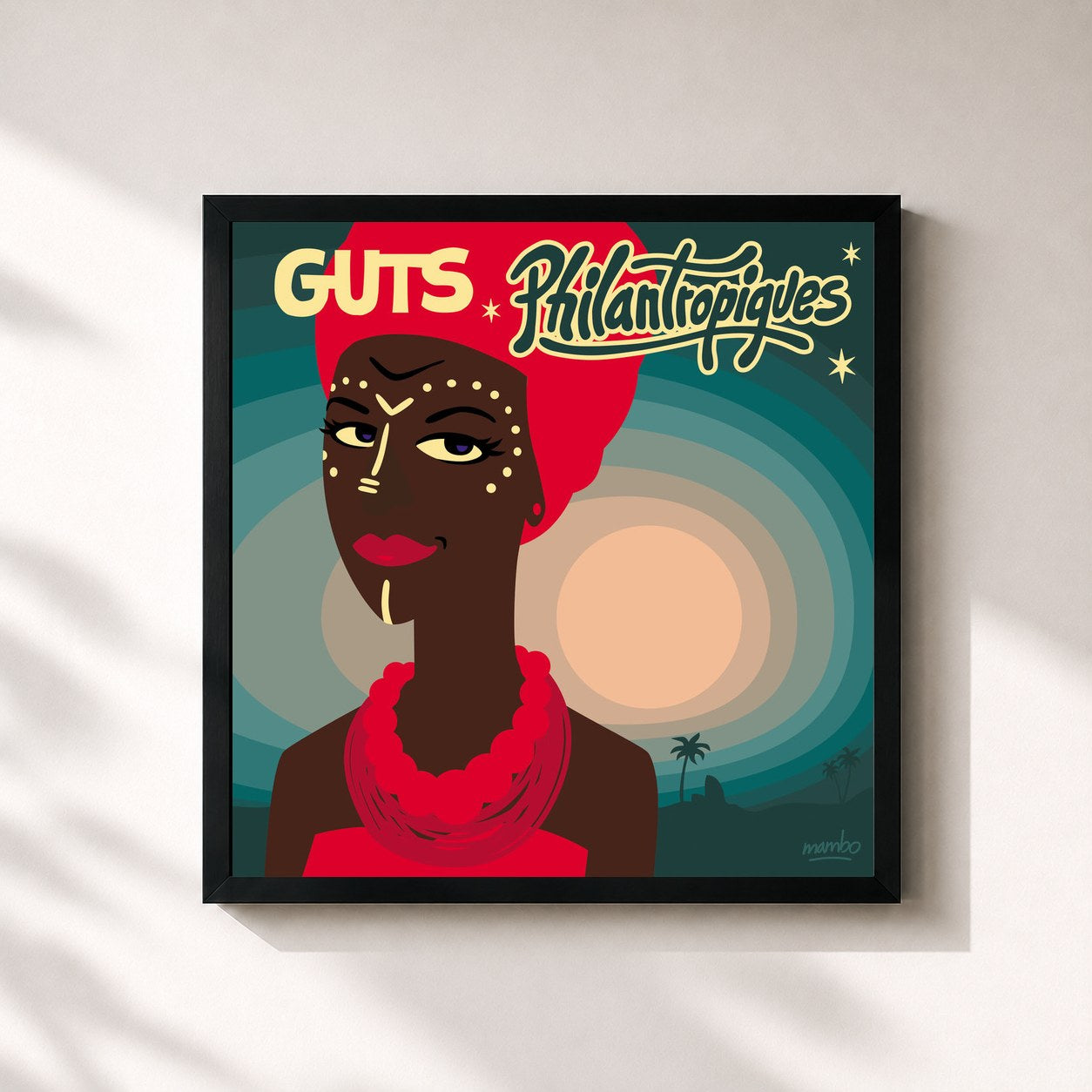 #noir Tableau carré de l'album Philantropiques de Guts, cadre noir 32x32 cm