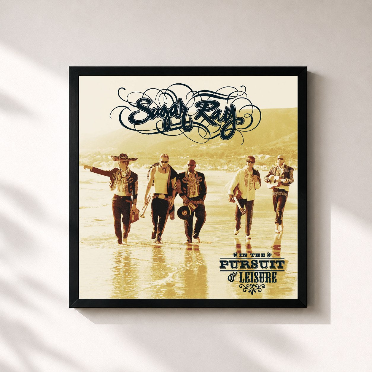 #noir Tableau carré de l'album In The Pursuit of Leisure de Sugar Ray, cadre noir 32x32 cm