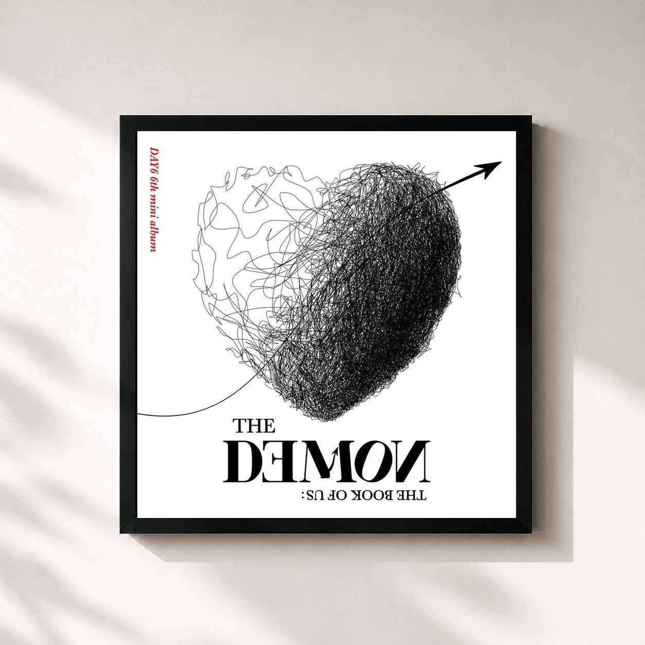 #noir Tableau carré de l'album The Book of Us : The Demon de DAY6 , cadre noir 32x32 cm