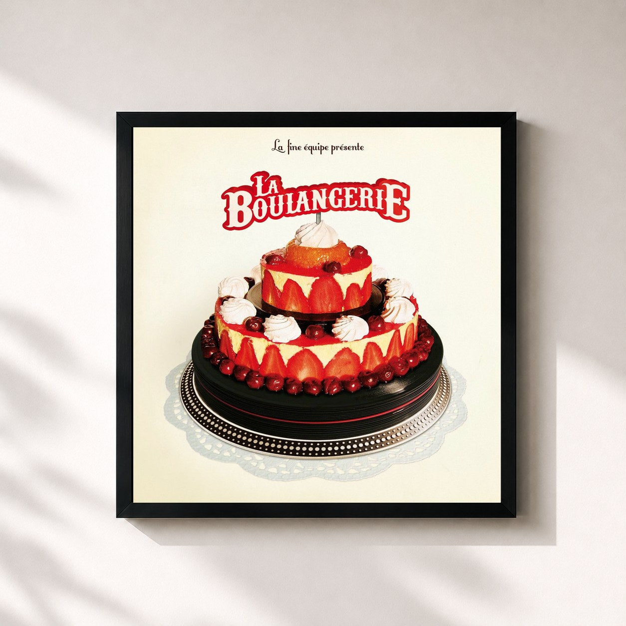 #noir Tableau carré de l'album La Boulangerie de La Fine Equipe, cadre noir 32x32 cm