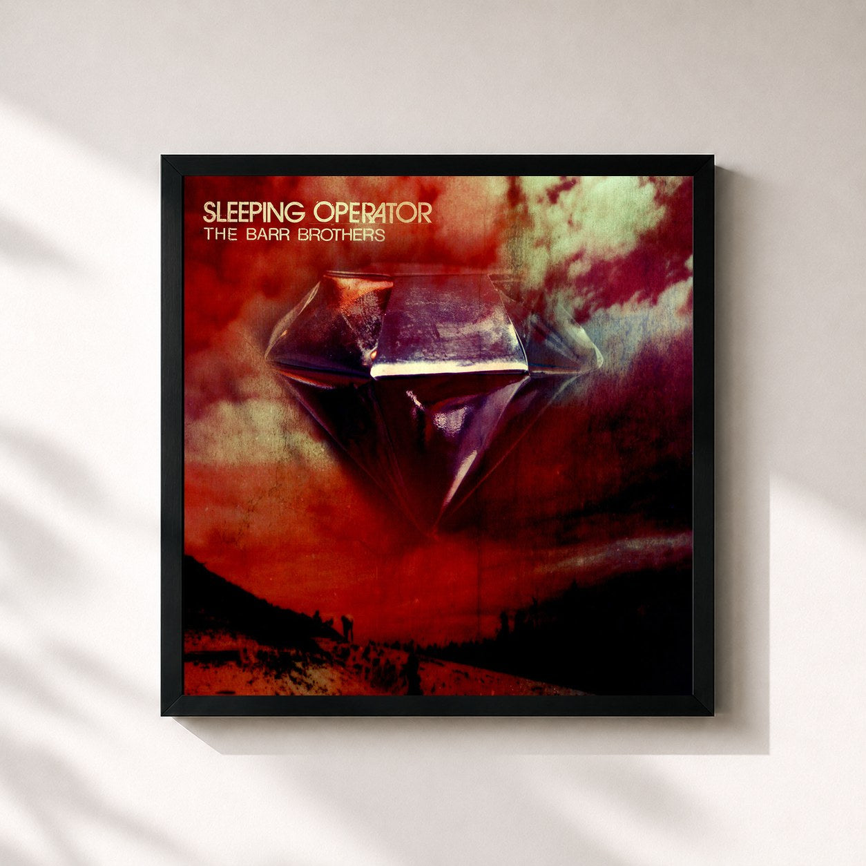 #noir Tableau carré de l'album Sleeping Operator de The Barr Brothers, cadre noir 32x32 cm