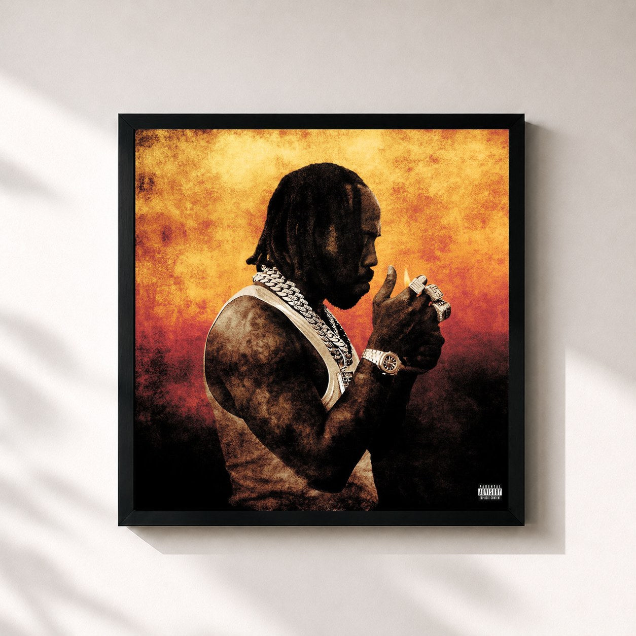 #noir Tableau carré de l'album I Aint Feeling You de EST Gee, cadre noir 32x32 cm