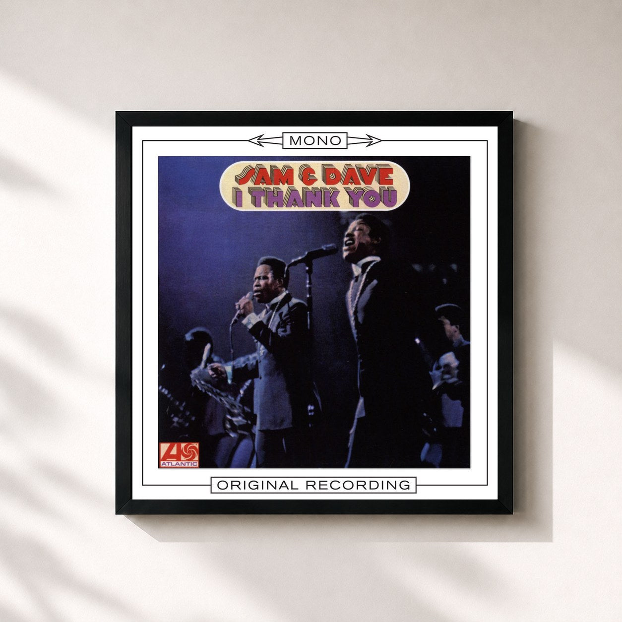 #noir Tableau carré de l'album I Thank You (Mono) de Sam & Dave, cadre noir 32x32 cm