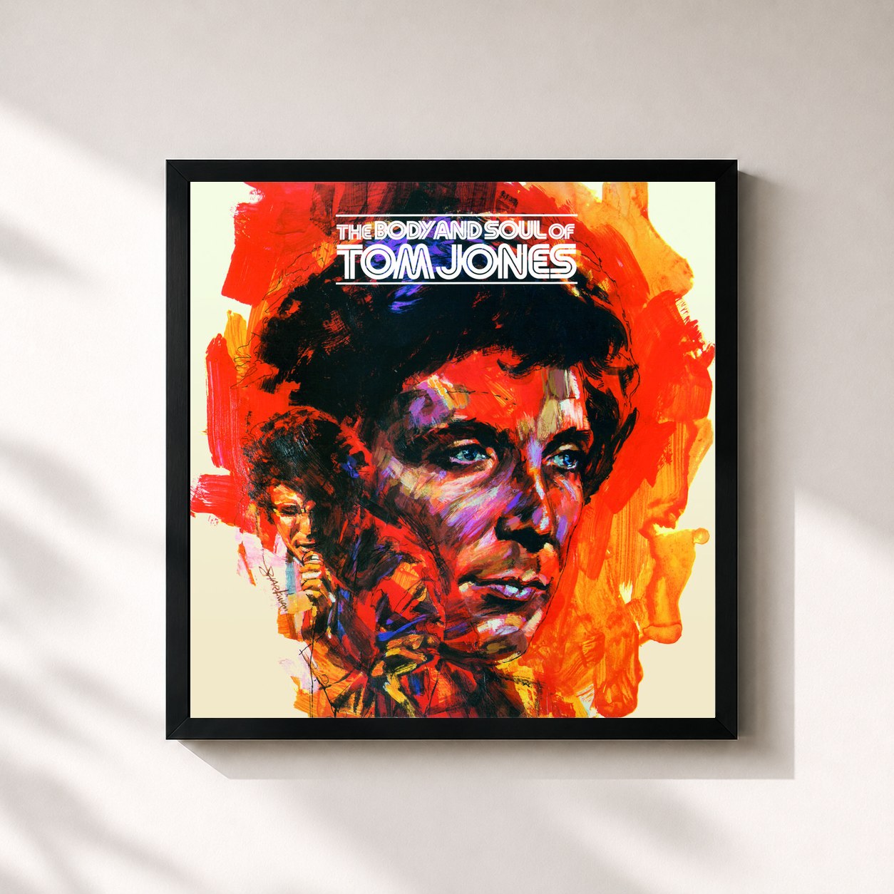 #noir Tableau carré de l'album The Body And Soul Of Tom Jones de Tom Jones, cadre noir 32x32 cm
