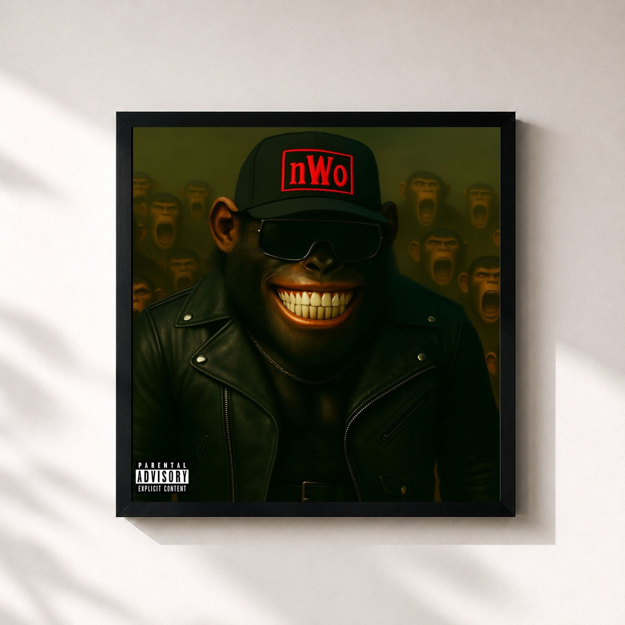 #noir Tableau carré de l'album Black Tape N.W.O de Sada Baby, cadre noir 32x32 cm