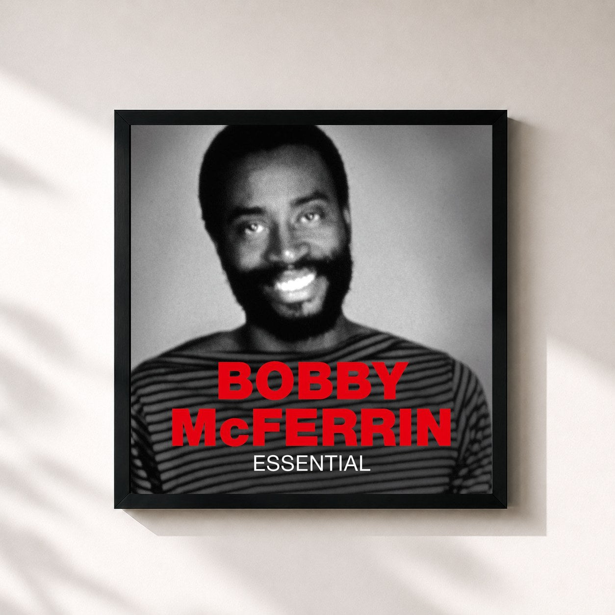 #noir Tableau carré de l'album Essential de Bobby McFerrin, cadre noir 32x32 cm