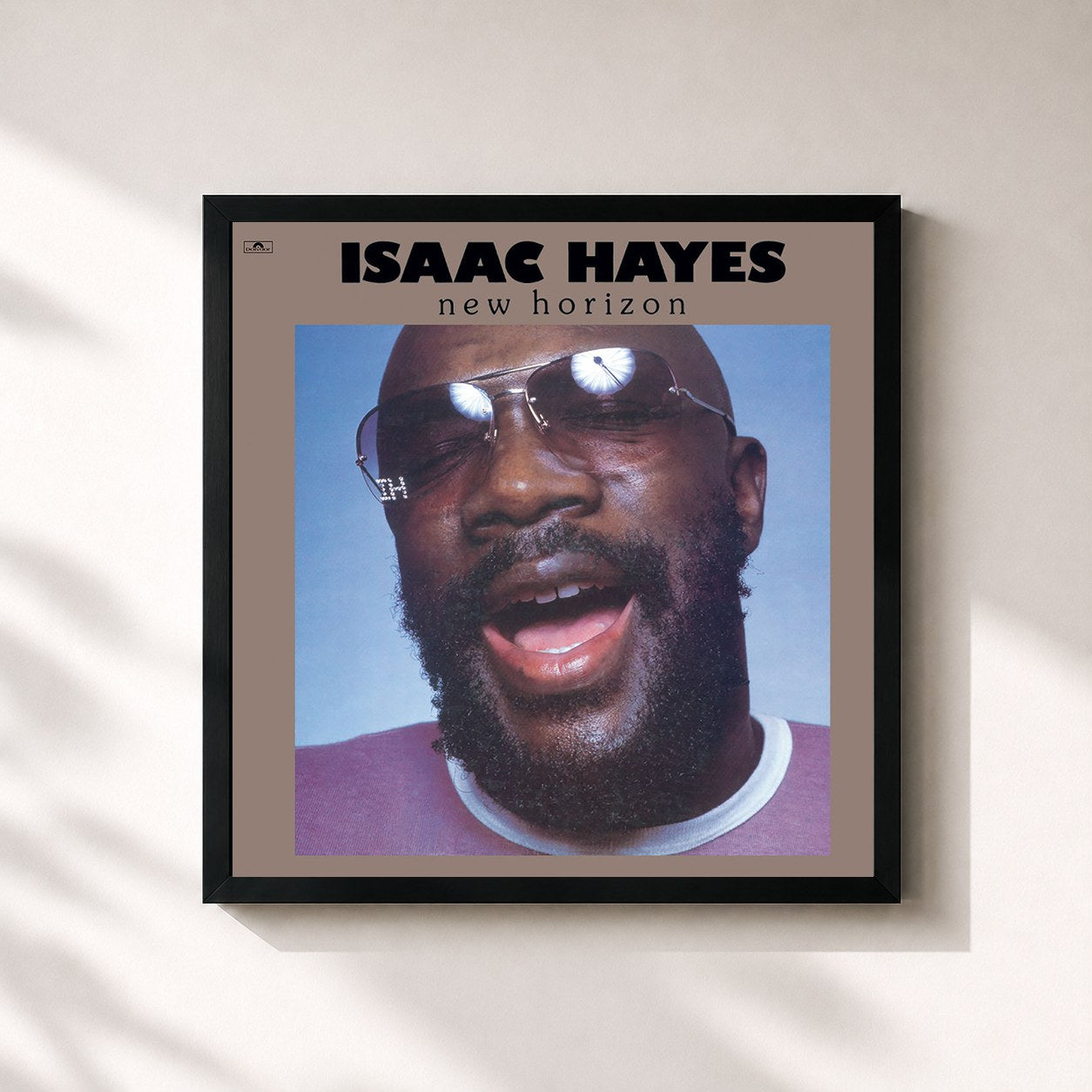 #noir Tableau carré de l'album New Horizon de Isaac Hayes, cadre noir 32x32 cm