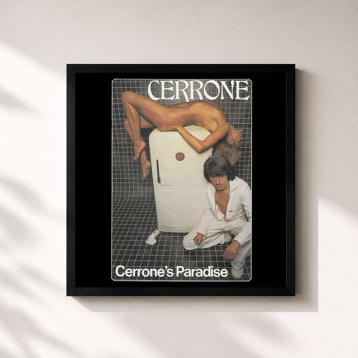 #noir Tableau carré de l'album Cerrone's Paradise de Cerrone, cadre noir 32x32 cm