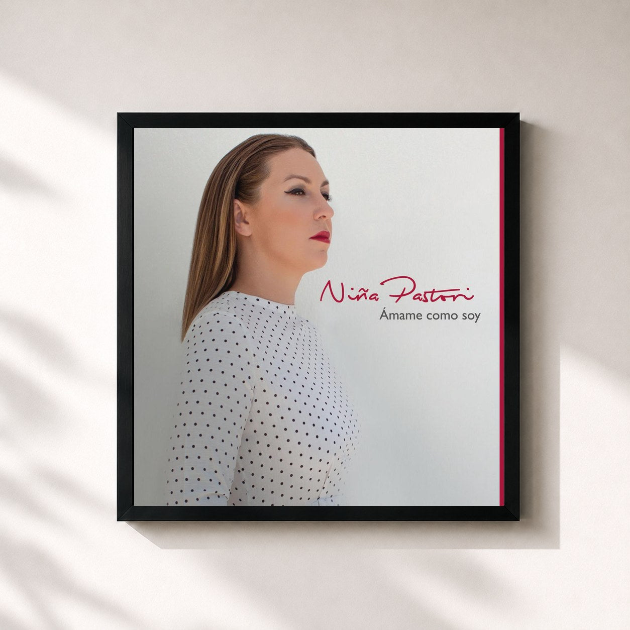 #noir Tableau carré de l'album Amame Como Soy (Nuevas Joyas) de Niña Pastori, cadre noir 32x32 cm