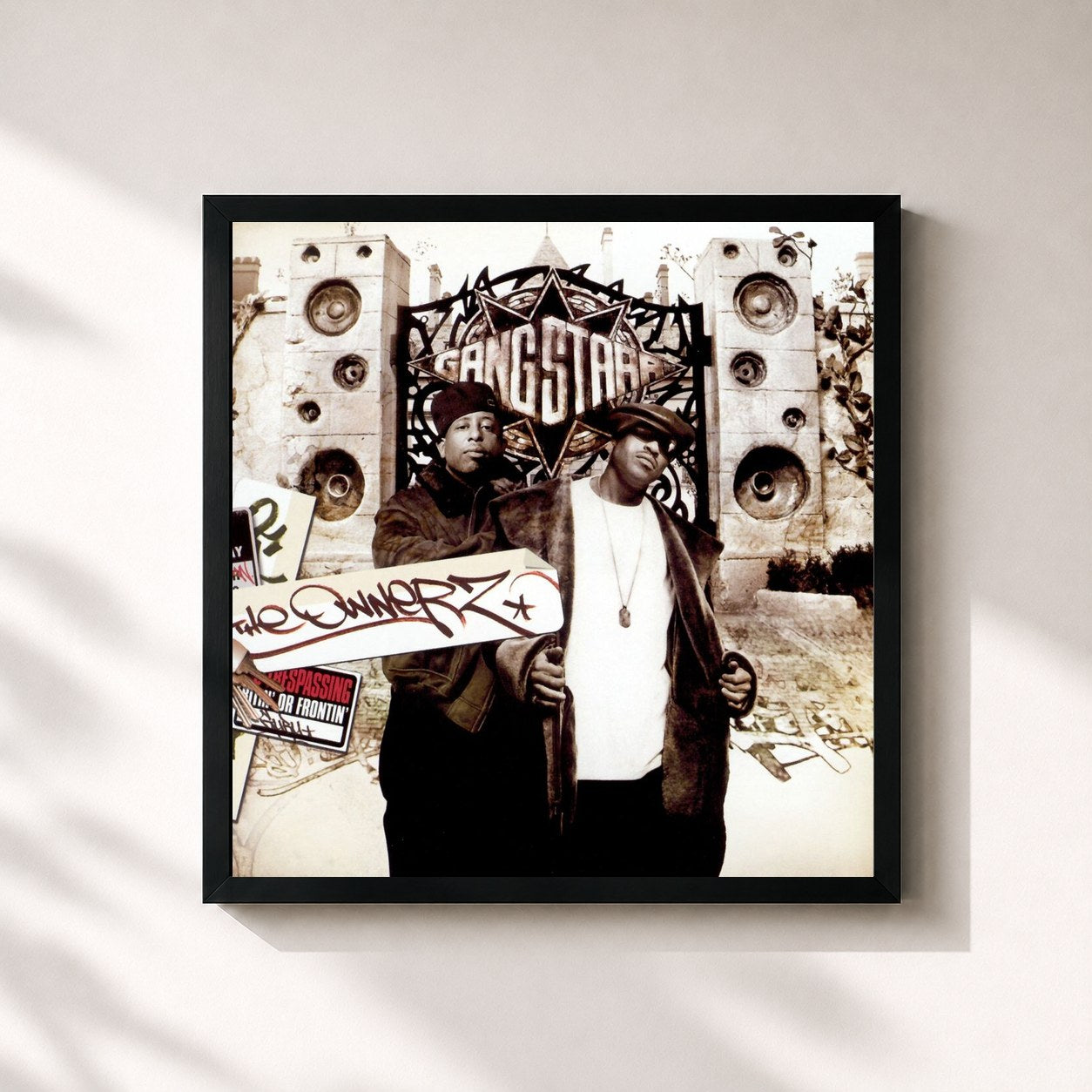 #noir Tableau carré de l'album The Ownerz de Gang Starr, cadre noir 32x32 cm